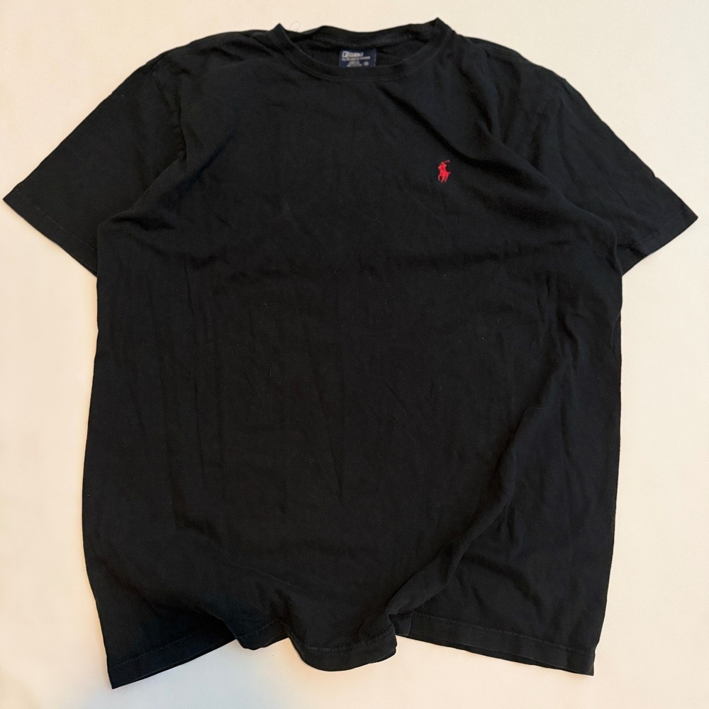 Polo Ralph Lauren T-Shirt Men Size M Black Red Pony Logo Short Sleeve Cotton